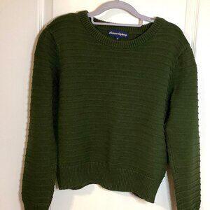 Princess Highway Women's Olive Green Cropped Knit Sweater Size 14 Crew Neck